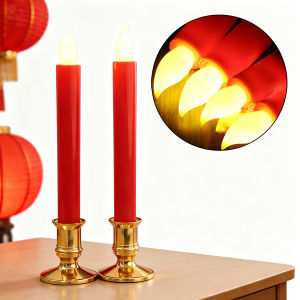 LED Red Candle with Flickering Flameless Light USB Plug-In Electronic Candlelight Wedding Holiday Church Prayer Decoration