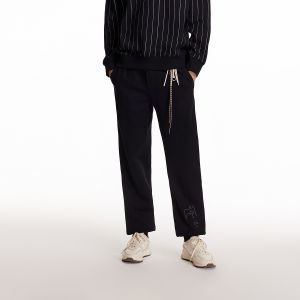 SEASON HIGH | Elastic Ankle Embroidered Pockets Cotton Trendy Mens Casual Pants