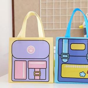 Colorful Bag Tote Bag Beg Handbag Women Nonwovens Storage Beg Shopping Tote Bag Totebag Student Sekolah Tuisyen Beg Tuition Casual 帆布包