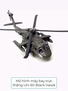 Mô hình máy bay trực thăng UH-60 Black Hawk bằng hợp kim có nhạc và đèn chạy cót