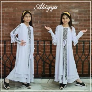 Abiyyuco TA9003A | Gamis Abaya Turki Anak Perempuan Putih Usia 4-13