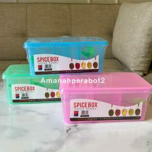 Tempat Bumbu Sekat Box Bumbu + Sendok Spicebox Wadah Bumbu Box Sekat