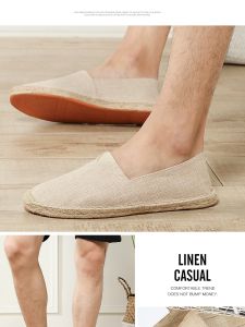 Giày Lưới Vải Lanh Mùa Xuân Thu Cho Cặp Đôi Đế Phẳng Dễ Mang Giày Lười Thường Ngày Cho Nam Và Nữ Giày Đơn Giản Màu Trơn