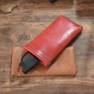 Genuine Leather Glasses Cover Case Portable Simple Sunglasses Reading Glasses Bag Soft Leather Travel Eyewear Holder Pen Bag
