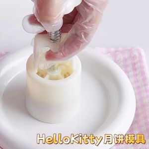 Hellokitty Mooncake Hand Press Style Home Use 50g Ice Skin Mooncake Cartoon Chinese Pastry Flower Press Mold Kitchen Tools