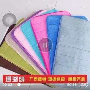 Soft Absorbent Mat Memory Foam Bath Bathroom Bedroom Floor Shower Rug Decor Coral Velvet Doormat Cot Rug 16 X 24 INCHES