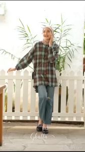 Ghaffa The Label Cica Oversize Kemeja Wanita Jumbo Flanel Import Kotak-Kotak LD 130