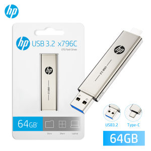 HP | HP 2 in 1 OTG USB 3.2 Flash Drive Retractable Type-C Dual Metal Pendrive 64GB 128GB 256GB for Laptop PC Smartphone