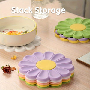 1pcs Daisy Silicone Trivets Mats - Heat Resistant Non-Slip Kitchen Pads for Pots Pans & Dishes - Perfect Christmas & Halloween