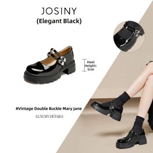 Josiny | Black Thick Sole Mary Jane Shoes