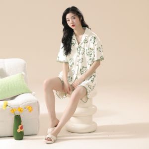 MiiOW | Pure Cotton Short Sleeve Sleepwear Set Womens Casual Thin Home Clothes Spring Autumn Comfortable Breathable Cat Person MiiOW