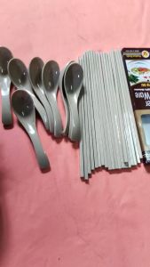 Bộ 10 muỗng phở cơm canh nhựa Melamine nâu bóng nhiều kiểu