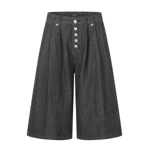 Retro Wide Legged Capris Paris Button Design