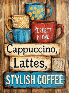 Huacan 5D DIY Diamond Painting Vintage Coffee Wooden Plaque Decoration Diamond Embroidery Art Decorative Paintings Craft Kit
