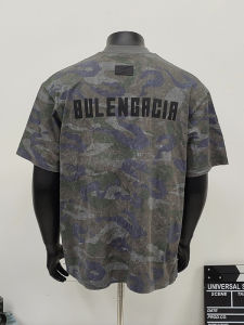 American Style Worn Edge Camouflage Short Sleeve T-Shirt Men Summer New Trend Loose Match Half Sleeve Small Collar Body T-Shirt