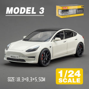 LEO 1:24 Tesla Model 3 Metal Diecast Alloy Toy Car Model Trucks For Kids Toys Vehicles Hobbies Collecti