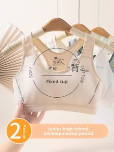 Sports Bra for Teenage Girls Cotton Strapped Shock Absorption Underwear Suitable for Running Fixed Strap Vest Style Bra