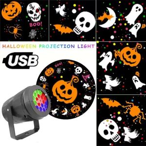Halloween rotating pattern projection light 5V ambient light USB Christmas decoration festival and family party spotlight