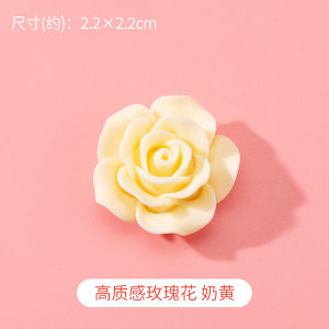 ดอกกุหลาบสีรุ้งแบบผสมสองสีพรีเมียม วัสดุอะซิเตทสำหรับงานฝีมือ DIY ดอกกุหลาบสีครีม ดอกไม้ประดับ เครื่องประดับแฟชั่น