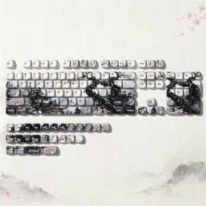 WOMIER 134 Keys Pink Cat MOA Profile PBT Keycaps Customs Dye Sub Key caps for 61/87/104 Cherry MX Switch Gaming Mechanical Keyboard