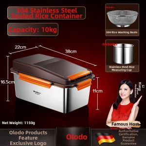 Olodo | Pest Proof Moisture Proof Sealed Food Grade Thickened 304 Stainless Steel Storage Bucket