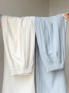 Blue Yamamoto Wide Leg Pants Women Summer 2025 New High Waist Slimming Casual Drapey Short plus Size Lazy Style Milk Foam