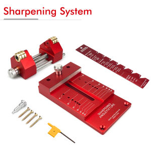 Adjustable Chisel Sharpening Guide Jig Aluminum Honing Holder Dual Brass Roller Wheels for Woodworking Plane Blades Chisels