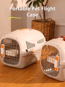 Pet Carrier Travel Cage With Sky Window Cat Dog carrier with Bowl Pet Cage Airline Approved Cat Cage