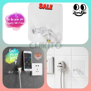 Tempel Dinding Gantungan Kepala Colokan Listrik Transparan