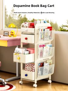 Multifunctional Mobile Storage Cart Books Stationery Organizer