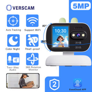 [OVERSCAM] 5MP Mini PTZ Camera -Support linkage Auto Tracking Color Night Vision 2-Way Audio Baby Monitor