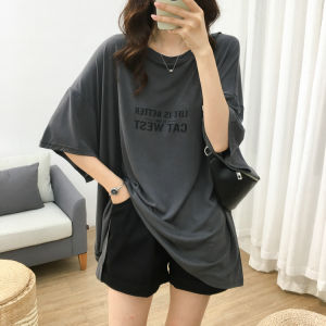 Summer K-style Cool Cuprammonuium Loose BF Style Casual Letter Print Short-Sleeve T-shirt Female Oversized Half-Sleeve Top
