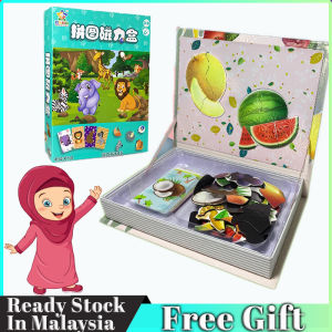 Magnetic Puzzle Box 儿童磁力拼图早教益智绘本宝宝电子书 Kids Learning Education Toddlers E Book Magnet Play Gift Early Learn Animal Fruits Permainan Buku Belajar Budak Bayi Anak