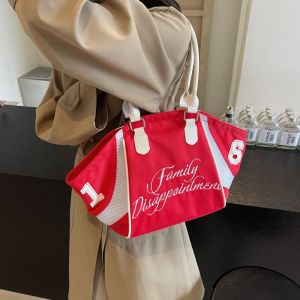 HEFEI Nylon Bowling Handbag Embroidered Letter Korean Style Sports Underarm Bag Temperament Large Capacity Boston Tote Bag Outdoor