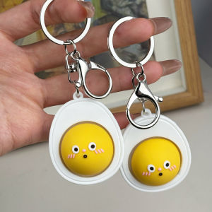 Potdemiel | Creative New Product Realistic Egg Shaped Tea Leaves Keychain With Cute Fidget Toys Buttons For Stress Relief Party Giift