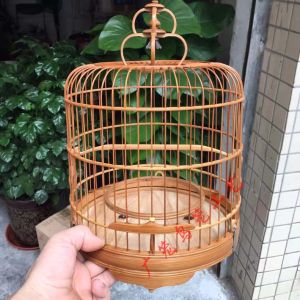 Small-sized Embroidered Eye Wide Cage Guangdong Style Bamboo Material Pet Bird Cage Clear Water Drop Foot Shrimp Cage