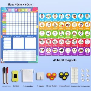Back-to-School Childrens Self-Discipline Chart Wall Decal Home Use Kids Good Habits Punch Card Growth Plan Chart Study Reward Point Chart