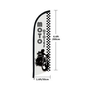 1 Set 8FT Motorcycle Feather Flag with Fiberglass Pole Kit Outdoor Advertising Banner for Racing Events Motorcycle Shop Promotional Flag (Flag Only or Full Set Available)