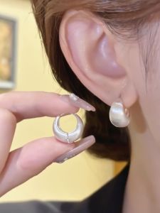 Sterling Silver Needle Frosted Brushed Ear Ring Special-Interest Design Fancy Minimalist Elegant Wild Earrings 2024 New Arrival