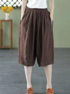 HUAXUNRAN | Cotton Linen Casual High Waist Loose Wide Pants