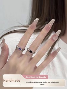 MONLEYTA | Handmade Nail Tips Wearable False Nails Short To Medium Length Premium Feel Autumn Winter Design Ready Made Nail Patches