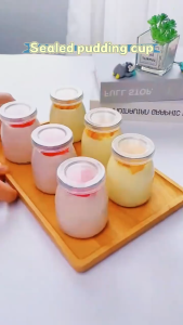 200ml Pudding Bottle with Lid Glass Jar with Cover Clear Yogurt Cup Baking Mold Mousse Container