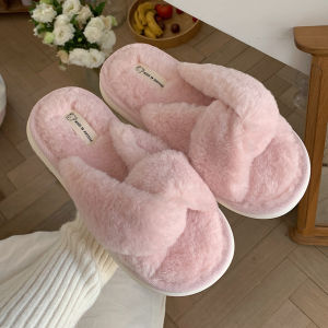 Dép Xỏ Ngón Đế Bằng Nhung Lông Cừu Thời Trang Cho Nữ Mùa Thu Đông Trong Nhà Ngoài Trời Chống Trượt Đế PVC Dép Xỏ Ngón Cotton