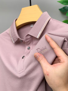 Áo Thun Nam Tay Ngắn Lụa Bóng Cổ Polo Mùa Hè Màu Trơn Tay Lửng Thời Trang Thường Ngày Cho Nam Trung Niên