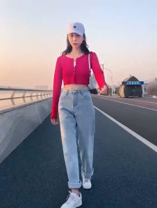 Highwaist Loose Jeans Kulot Jeans Wanita