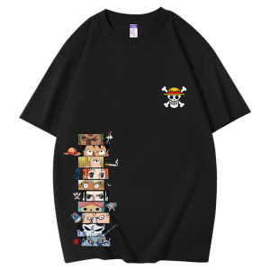 Bandai | One Piece Collaboration T-Shirt - Luffy and Sosuke Short Sleeve Cotton T-Shirt for Children and Adults Casual and Fashionable