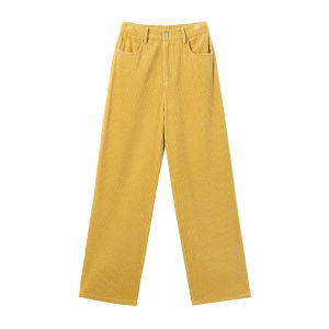 URLAZH | Dopamine Mango Yellow Fashion Corduroy Simple Loose Straight Trousers