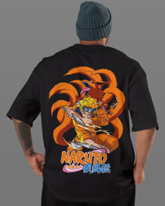 Bandai | Naruto Shippuden T-Shirt Men Summer Anime Kurama Nine-Tails Graphic Tee Japanese Manga Streetwear Short Sleeve Oversized Top
