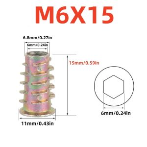 10/20pcs Hex Socket Insert Nuts for Wood Furniture - M4 M5 M6 M8 Sizes - Internal & External Threads - Allen Key Installation