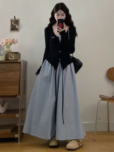 RELNLEX | Bộ Đầm Cardigan Dạng A-line Phong Cách Pháp Thanh Lịch Kích Cỡ Lớn